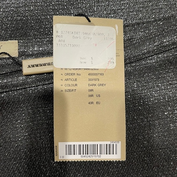 Burberry Silver Sparkle Skirt - Picture 4 of 7